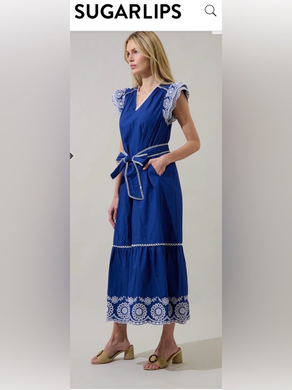 Sugarlips Siera Embroidered Ruffle Maxi Dress- NWT size L